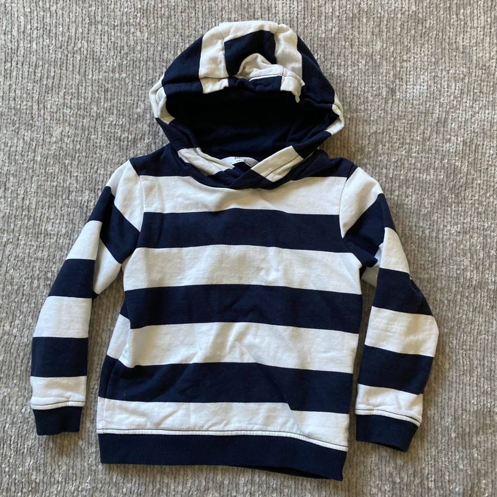 Marks & Spencer Kids Navy White Striped Pullover Hoodie 3-4 Years